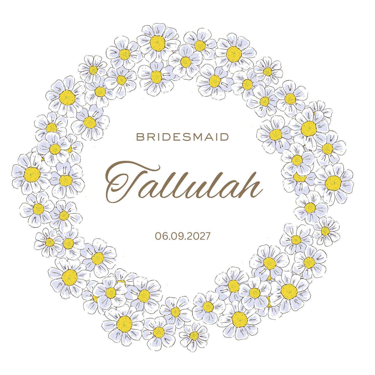 Personalised bridesmaid candle with printed text on frosted glass