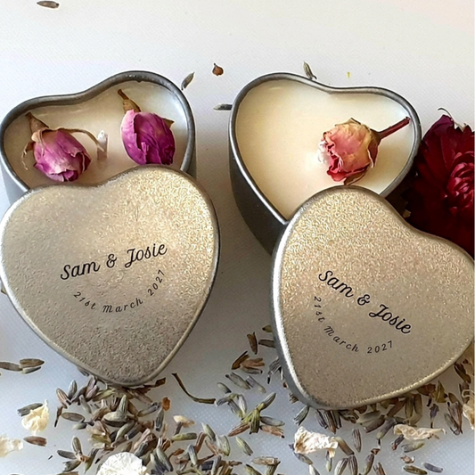 Personalised Heart Tin Wedding Favours | Names & Date