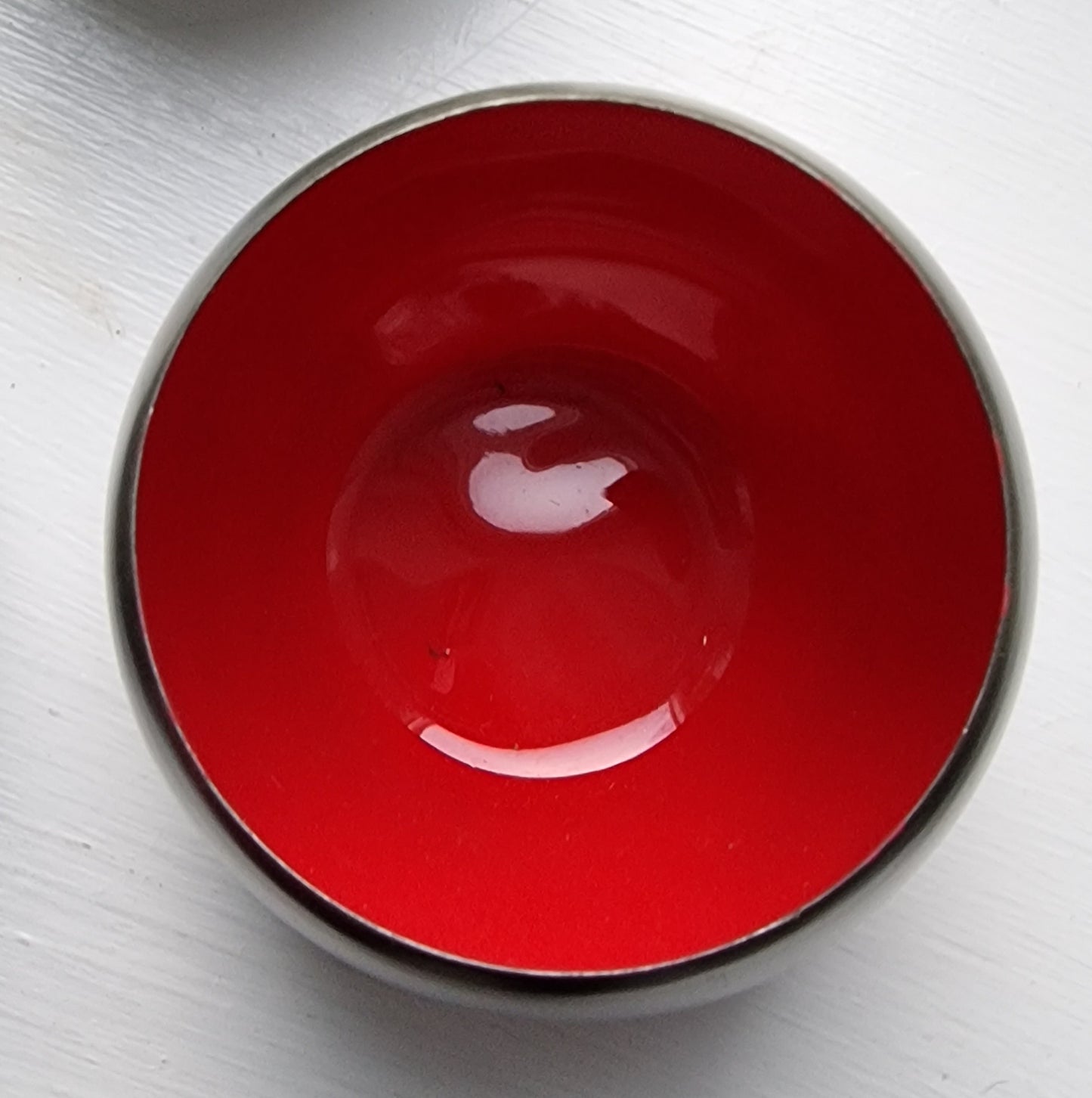 Set of 10 Small Metal Bowls | Recycled Iron, Enamel Interior, Antique Zinc Finish