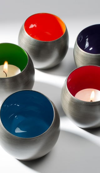 Tealight and Small Metal Bowl | Recycled Iron, Enamel Interior, Antique Zinc Finish | Handmade, Fairtrade, Gift, Candle Gift