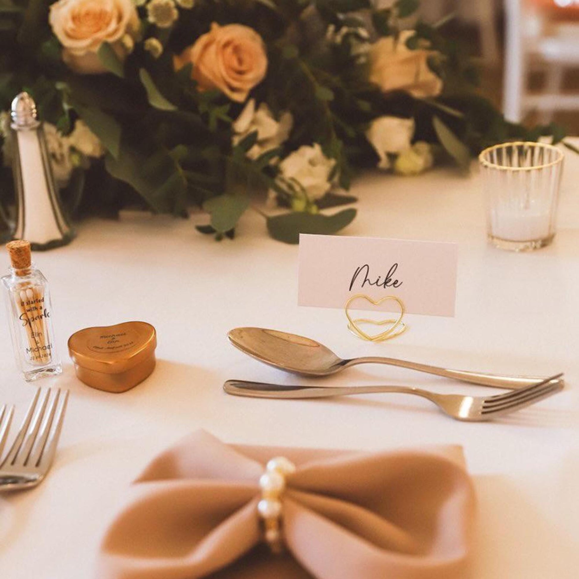 Personalised Photo Heart Tin Wedding Favour Candle | Rose Gold | Sketch Portrait