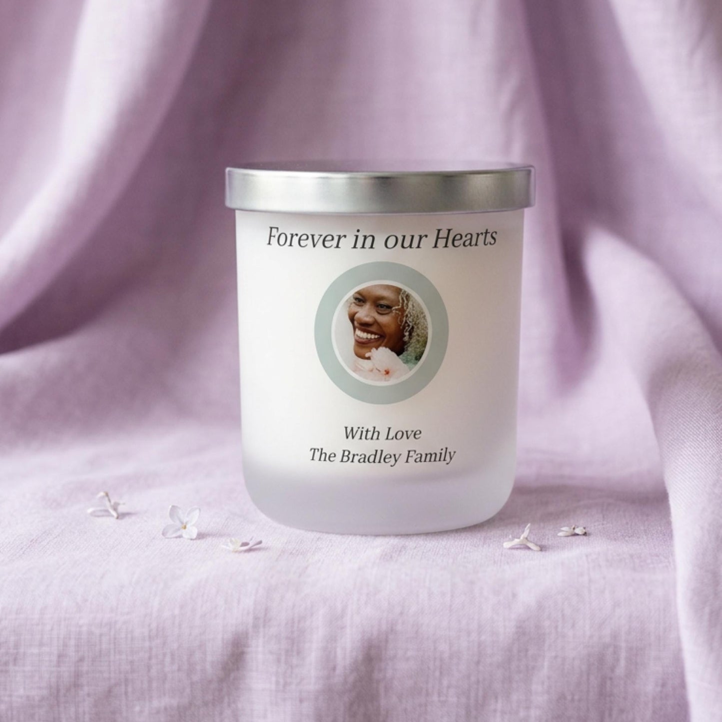 Remembrance Candle with Photo, Personalised Memorial Candle, Sympathy Gift, In Loving Memory Keepsake Lid, Sorry for Your Loss Gift