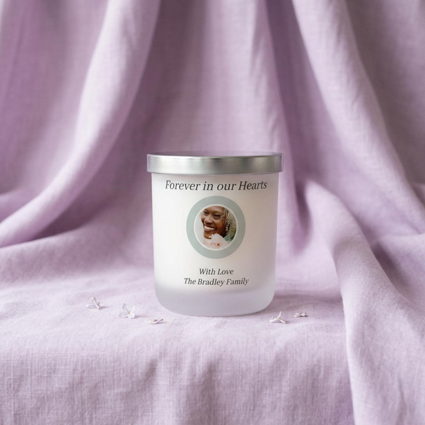 Remembrance Candle with Photo, Personalised Memorial Candle, Sympathy Gift, In Loving Memory Keepsake Lid, Sorry for Your Loss Gift