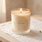 Personalised bridesmaid candle with printed text on frosted glass