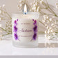 Personalised wedding candle and matches gift set with orchid design, name and date on frosted glass