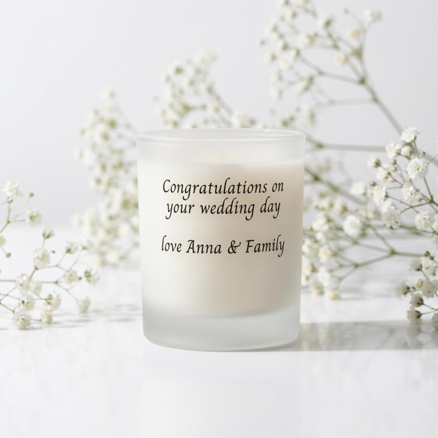Personalised Wedding Candle Gift, Mr & Mrs Name and Date, Bride and Groom Keepsake, Engagement or Anniversary Gift for Couple, Custom Print