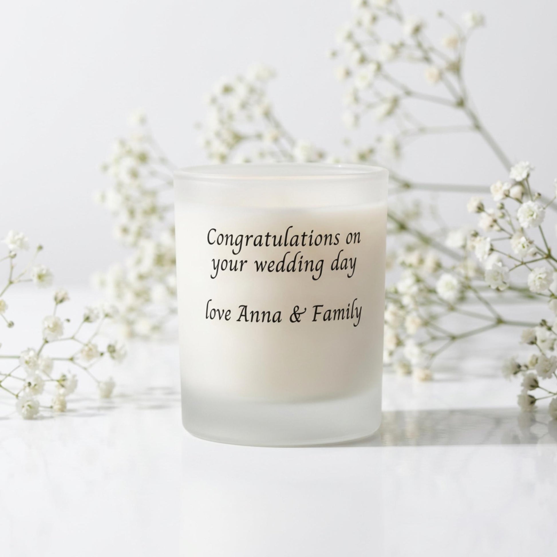 Personalised Wedding Candle Gift, Mr & Mrs Name and Date, Bride and Groom Keepsake, Engagement or Anniversary Gift for Couple, Custom Print