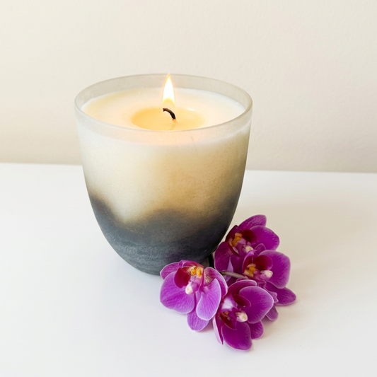 Hand-Poured Natural Wax Candle in Recycled Glass