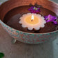 Beautiful hammered bowl with hand poured scented floating tealights - thepurehaven