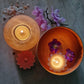 Beautiful hammered bowl with hand poured scented floating tealights - thepurehaven